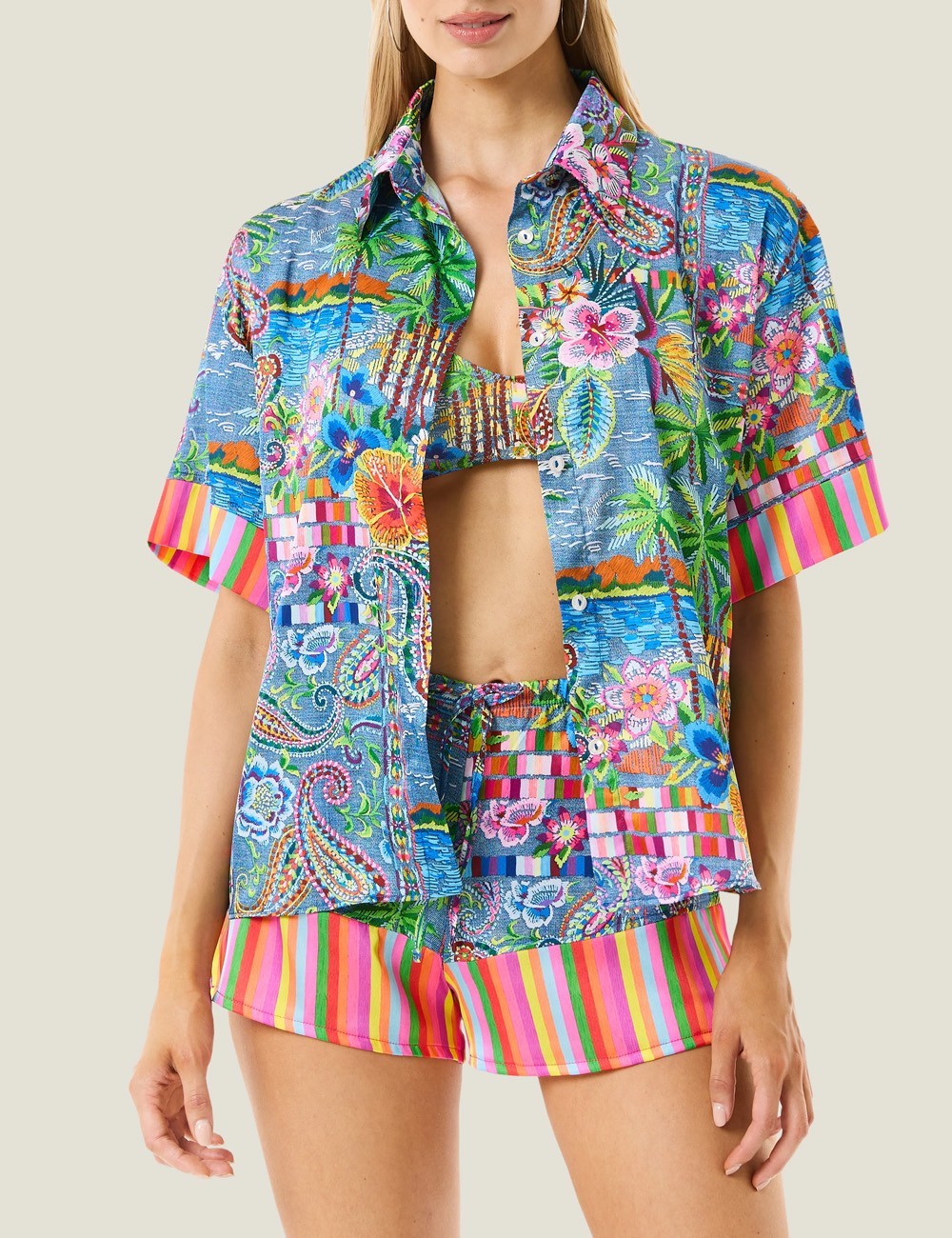 Camicia manica denim mexican