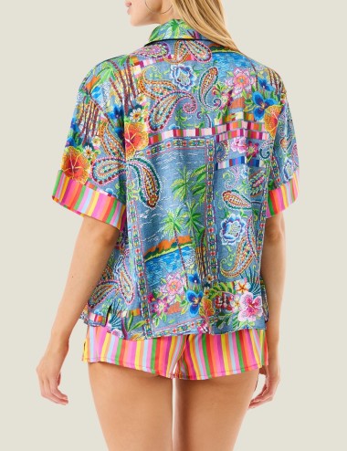 Camicia manica denim mexican