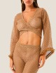 Maglia annodata natural mesh cammello
