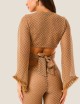 Maglia annodata natural mesh cammello
