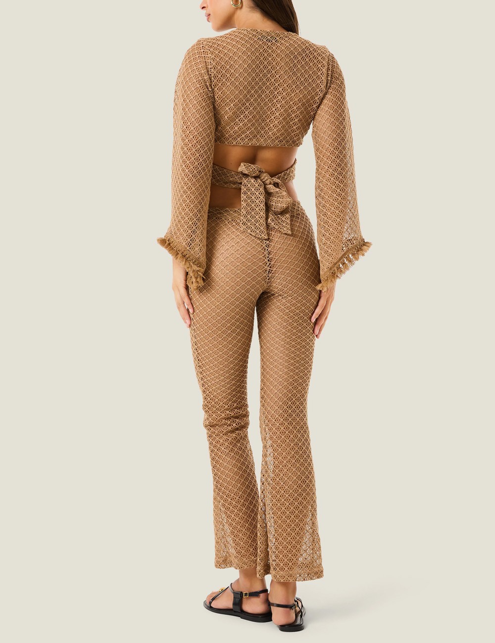 Pantalone natural mesh cammello