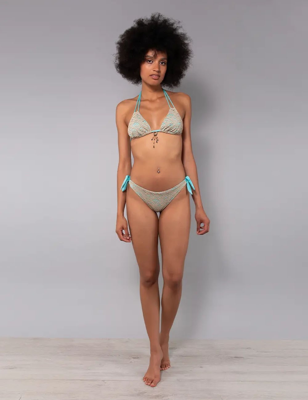 Bikini triangolo imbottito e brasiliana annodata Giamaica